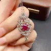 Accesorios de Colgante de Rubí Natural Transfronterizos, Estilo de Nicho de Alta Gama, Joyería de Plata 925, Moda 5*7, Ventas Directas de Fábrica, Incrustado