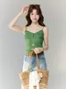 Camisola Floral Estilo Coreano Estilo Bm Sexy Decote V para Mulheres Verão 2026 Hot Girl Roupa Íntima Slim Fit Top Curto