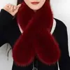 Nuevo en stock bufanda de piel sintética de zorro al por mayor, bufanda cruzada de piel sintética versátil para otoño e invierno, engrosada y cálida