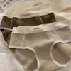 Ropa interior femenina de algodón con hilo, con borde de letras, cómoda, transpirable y agradable para la piel, de cintura media, antibacteriana y sin marcas.