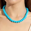 Colar de Miçangas Coloridas Geométricas Dopamina Transfronteiriço Europeu e Americano Gargantilha Acrílica Simples Redonda Versátil Joia para Mulheres
