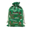 Bolsa de Regalo de Lino Navideño Comercio Electrónico Transfronterizo Bolsa de Regalo con Cordón Festivo Bolsa de Almacenamiento con Cordón para Snacks de Nochebuena Lista para la Venta
