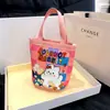 Bolsa Cubo Graffiti Linda, Bolsa Cilíndrica Estampada Ins, Bolsa de Lona para Almuerzo, Lonchera de Mano Estilo Coreano para Niña, Bolsa de Mamá