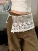 Falda de Encaje con Capas Florales Huecas con Cordones Combinada con Pantalones de Mezclilla, Moda de Verano Delgada Decorativa Adelgazante Media Falda para Mujer