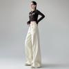 Primavera 2025 Jeans Rectos Blancos de Cintura Alta para Mujer Retro Holgados Combinan con Todo Pantalones Casuales Pantalones de Pierna Ancha Pantalones Largos