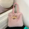 Bolso Tote de Peluche de Gran Capacidad para Viajes Diarios de Mujer 2025 Otoño Nuevo Casual Simple Estilo Extranjero Bolso de Hombro Único