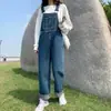 Macacão Jeans Retrô Japonês de Trabalho Novo para Outono e Inverno para Mulheres, Calça Macacão Solta de Perna Larga Emagrecedora