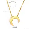 Collar Colgante de Luna Simple y Exquisito Transfronterizo para Mujer, Cadena de Clavícula Elegante de Acero Inoxidable Ins Versátil Dorada para Niñas