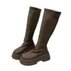 Botas largas de suela gruesa para mujer, nueva colección otoño 2026, botas de montar hasta la rodilla, adecuadas para mujeres petite, con diseño fruncido y estilo de bota Martin