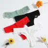 Ropa Interior Nueva de Algodón Puro para Mujer, Tiro Bajo, Control de Abdomen, Levanta Glúteos, Tanga de Encaje Acanalado de Doble Capa para Mujer, Distribución Transfronteriza
