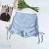 Shorts de Yoga Sexy de Cintura Alta con Cordón Sin Marcas Vergonzosas Levantamiento de Glúteos Durazno Ropa Exterior para Entrenamiento Físico Pantalones Ajustados de Tres Puntos para Mujer