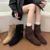 Botines retro para mujeres petite con aumento de altura interno, punta redonda, otoño/invierno 2026, con hebilla de cinturón, altura hasta la pantorrilla, botas de moda estilizadas y elegantes