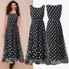 Vestido Largo de Mujer Europeo y Americano Amazon, Vestido de Verano, Gasa de Lunares Blanco y Negro, Falda Acampanada, Falda con Lazo, Cintura Alta