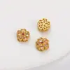 Dorado Arenoso que Conserva el Color Calado Incrustado Piedra Ojo de Gato Cuentas Espaciadoras Jade Imitación Cuentas de Transferencia Pulsera Collar Hecho a Mano Accesorios de Joyería