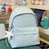 Menta Sal Marina Azul Textura Ligera Mochila Estudiante Diseño Simple Color Sólido Combinación Mejor Amigo Viaje Mochila Pequeña