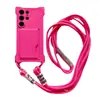 Capa para celular de três cordas com fivela colorida e porta-cartão lateral para Samsung S24ULTRA S23FE A14/A34