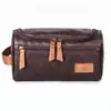 Exclusivo para ETSY transfronteiriço: Necessaire Masculina Vintage Couro PU Crazy Horse, Grande Capacidade, Impermeável, Bolsa de Armazenamento Portátil para Viagens e Viagens de Negócios