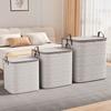 Bolsa de Cosméticos Grande de Algodón Acolchado Gris con Cremallera y Flechas para Organizar Ropa Bolsa de Cosméticos Cesta de Almacenamiento para Empacar al Mudarse