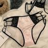 Estilo de Chica y Secreto Romántico Ropa Interior de Encaje Satinado para Mujer Calzones Huecos de Cintura Media Entrepierna de Algodón Puro Huecos Frescos