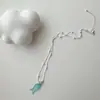 Colar com Pingente de Peixe Azul Estilo Oceano Corrente de Clavícula Empilhada com Conchas Camada Dupla Colar Elegante Estilo Curativo Pequeno Fresco