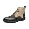 Botas de Cuero Casuales de Caña Alta con Cordones Transfronterizas Tallas Grandes Color Personalizado Pulido Zapatos de Hombre Moda Retro Botas Martin Verdes Puntiagudas