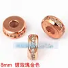 Accesorios para Joyería DIY Cobre Puro Chapado en Oro con Anillo de Goma Cuentas de Posicionamiento Microincrustadas 8mm 9mm 10mm