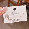 Pendientes Exquisitos de Zirconia con Elefante de Nácar Natural para Mujer, Set de 6 Pares de Pendientes Estilo Coreano de Alta Gama