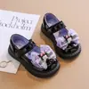 Sapatos Infantis de Couro Desenho Princesa para Meninas de 6-12 Anos Lolita Laço Solado Macio Sapatos de Couro Sapatos Individuais Infantis Estilo Outono Mary Janes