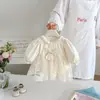 Vestido de Princesa de Encaje para Bebé de Primavera y Otoño, Vestido de Tul con Mangas Abullonadas y Lazo, Vestido de Cumpleaños para Recién Nacido y de Un Año