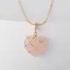 Colar Barbie Pingente Coração de Amor Castelo de Diamante Cristal Natural Opala Cristal Rosa Coração de Pêssego Formato Colar de Enrolar DIY