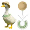 Traje de Ganso para Mascota de Nuevo Estilo Transfronterizo Estilo Campestre con Sombrero de Paja, Traje de Ganso con Margarita Amarilla y Verde