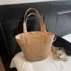 Nuevo conjunto de sombrero y bolso tejidos de encaje y paja para mujer, perfecto para vacaciones en la playa, bolso de hombro de gran capacidad, estilo de verano para mujer