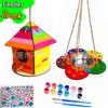 Comedero de pájaros de madera de Amazon para alimentar e hidratar, Comedero colgante con forma de flor, Juguete de manualidades para pintar DIY para niños