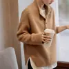 Suéter gris de estilo Old Money 100% lana con cuello semiabierto para mujer, otoño e invierno, capa interior de punto casual y suave, top de cachemira