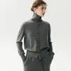 Usável de duas maneiras - cardigã de tricô de cashmere super estiloso, macio e confortável para mulheres, com gola alta, caimento solto e pode ser usado como camada base ou uma peça de outer wear quente