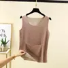 Novo colete feminino quente de outono e inverno com bolsos, adequado para inserir bolsas de aquecimento, fornece calor abdominal e na cintura, top sem mangas