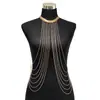Venta Caliente Transfronteriza Moda Europea y Americana Cadena de Serpiente Chapada en Metal Cadena Corporal Sexy para Playa con Borlas Multicapa Accesorios para Ropa