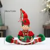 Decorações de Natal Boneco Elfo de Pernas Longas Tecido Vermelho e Verde Boneco Elfo Palhaço Masculino e Feminino Estátua Enfeites