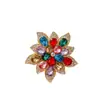 Broche de Flor de Joya Colorida de Pétalos Multicapa Forma de Gota de Agua Broche de Corsage de Aleación con Pedrería Colorida para Abrigos de Mujer Pin Decorativo