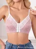 Ropa interior para mujer popular de Temu con ribete de encaje, cómoda y transpirable, para busto pequeño, cierre frontal, push-up, soporte suave, sujetador sin costuras