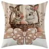 Funda de almohada de lino con estampado de huevo de conejito de Pascua nueva de Temu Transfronterizo Cojín Lumbar para Sofá Cojín Dropshipping