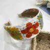 Diadema de Lana Tejida Bordada con Flores para Niños 2024 Nueva Diadema para Acabado de Cabello Suelto para Niñas Tarjeta para Flequillo de Niña