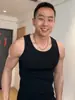 Camiseta sin mangas negra acanalada de peso pesado estilo americano para hombre, nueva camiseta sin mangas de verano, chaleco deportivo de fitness ajustado