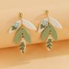 Moda Europea y Americana Nuevo Estilo de Vacaciones Pendientes de Arcilla Blanda Hechos a Mano para Mujer Pendientes Largos de Flor Hoja Tridimensional para Chica Dulce