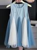 Vestido Tutú Elefantito para Niñas 2026 Verano Nuevo Vestido sin Mangas Color Block para Niños Mayores Vestido de Princesa para Vacaciones en la Playa