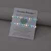 Pulsera de tarjeta de bendición tejida con hilo de cera impermeable, acrílico luminoso personalizado con cuentas de amor, juego de 2 piezas
