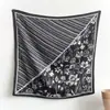 Pañuelo cuadrado JM estilo francés con boceto floral para mujer, pañuelo de seda patchwork de sarga con bloques de color, chal decorativo vintage elegante