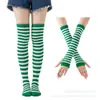 Calcetines navideños mujer calcetines de Halloween calcetines altos cosplay festivo europeo y americano calcetines a rayas set de calcetines con guantes