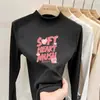 Camiseta linda y casual de manga larga para niñas, nueva colección otoño/invierno 2026, hecha de tela polar suave, estilo pullover con cuello semialto