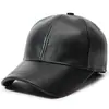 Gorra de béisbol de cuero liso de color sólido transfronteriza sombrero para exteriores para hombres de mediana edad y ancianos con terciopelo grueso resistente al viento cálido sombrero de pico